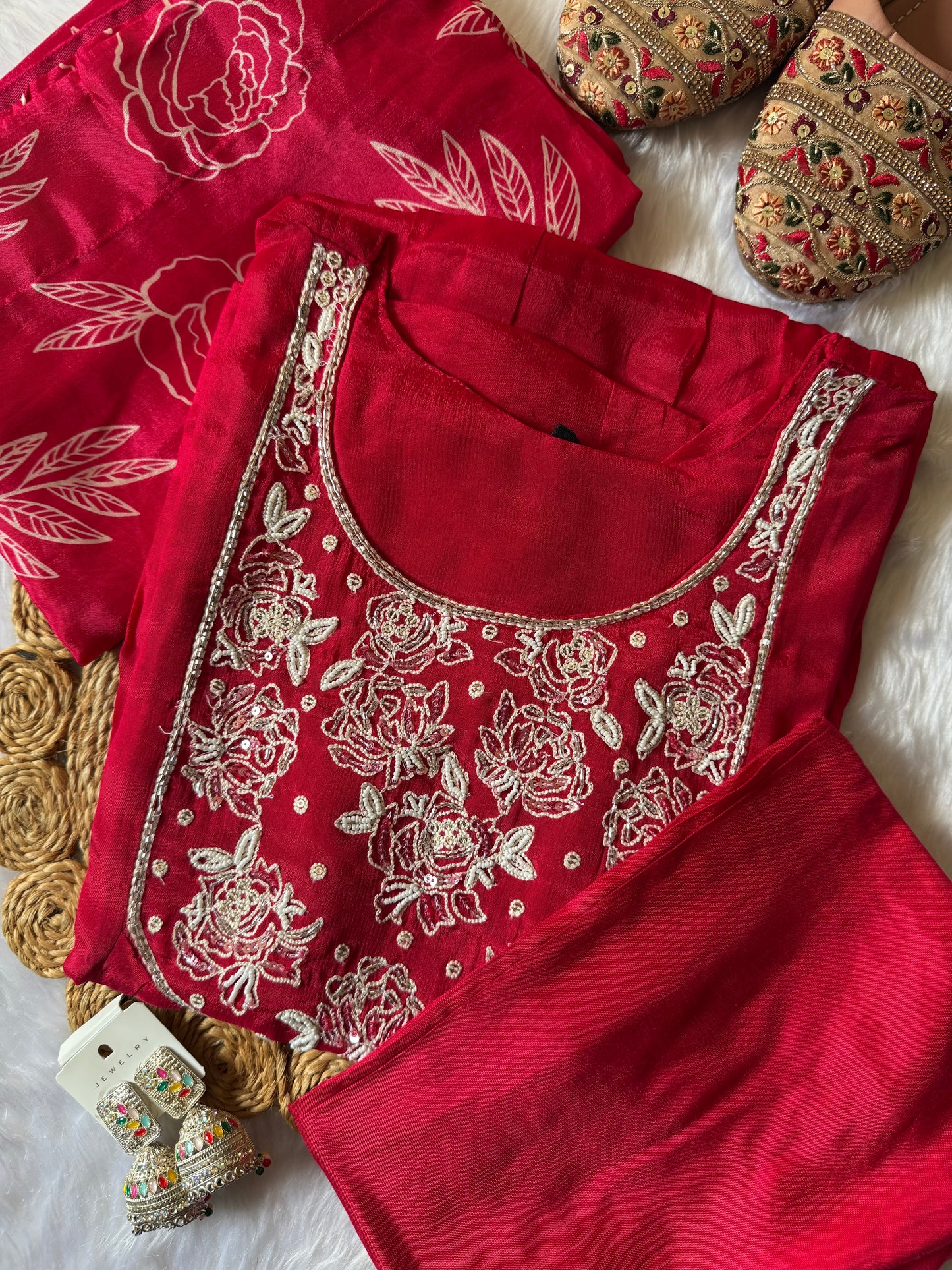 MD-108 pure natural crepe base article with super soft dupatta