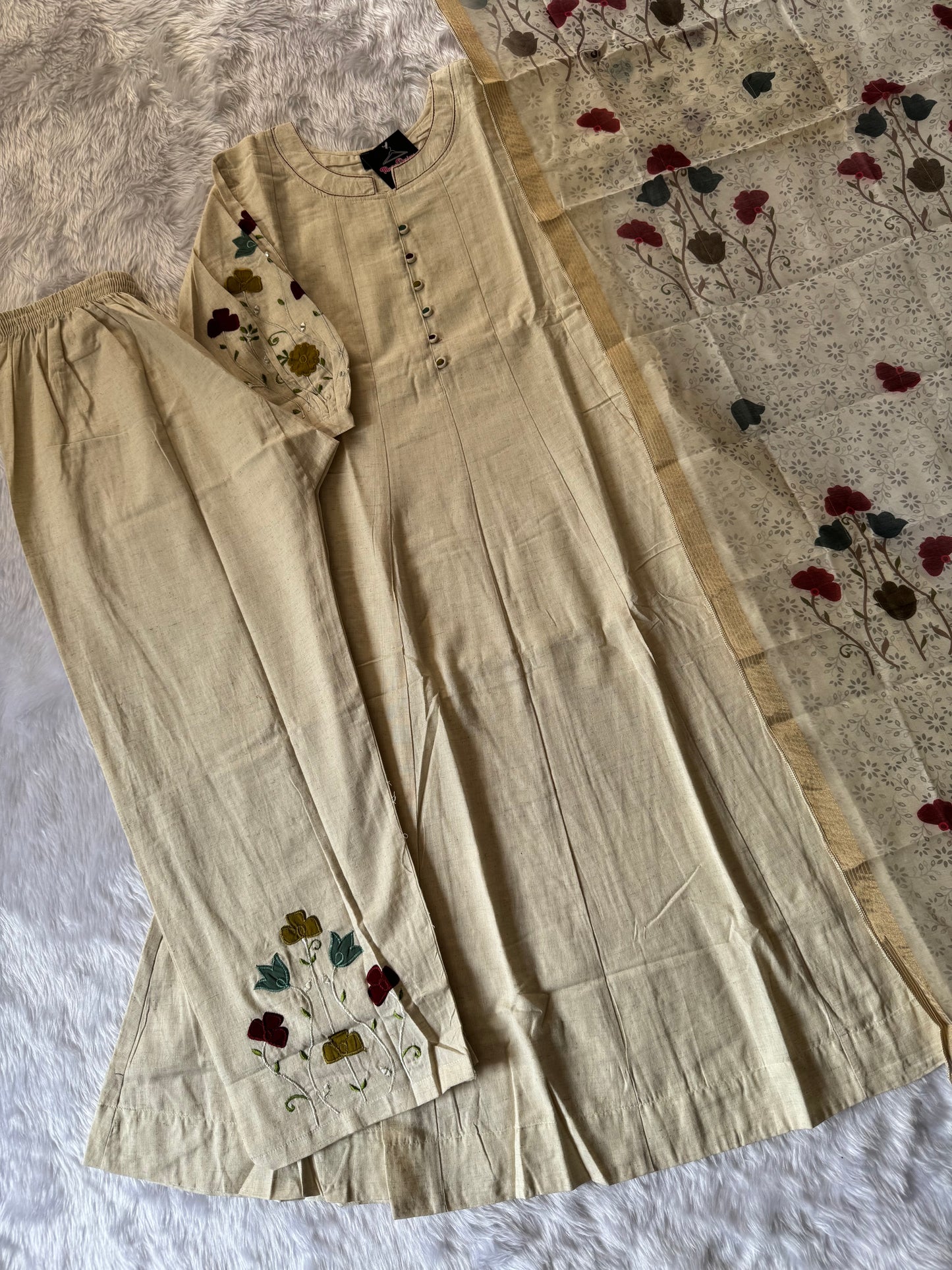MD-152 Pure khadi cotton article with hend thread work and pearl work