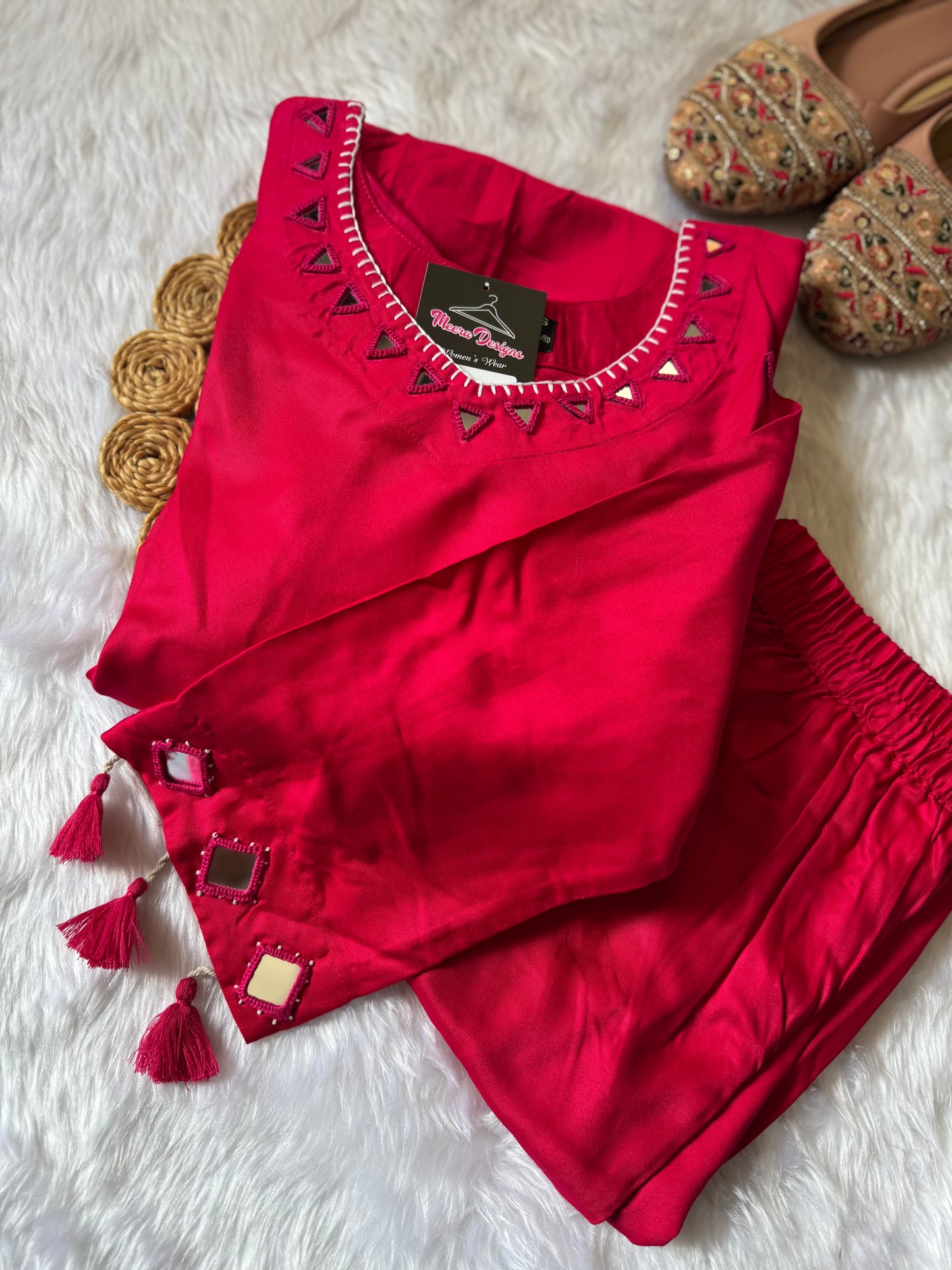 MD-155 Pure gaji silk 2 pcs article with original mirror work