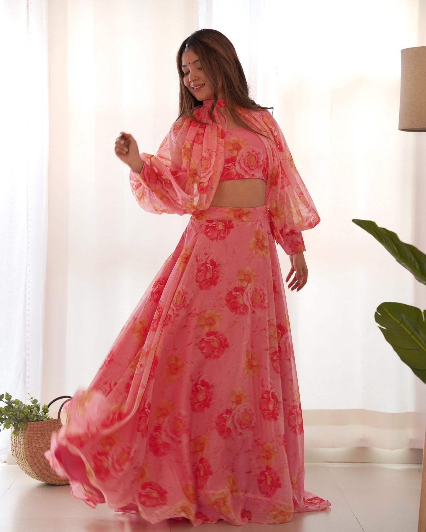 MD-157 Pure super soft tabby organza lehengha choli