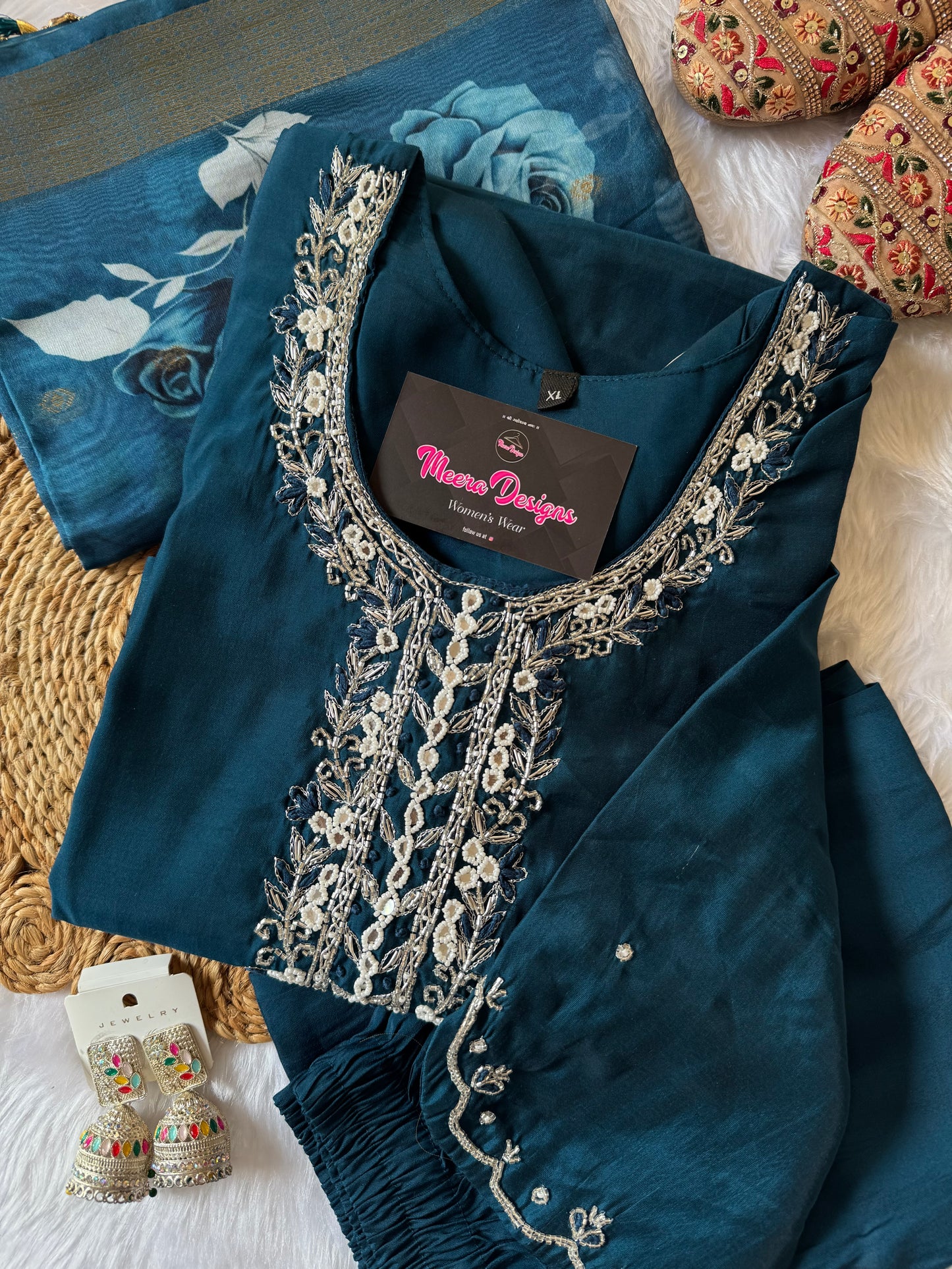 MD-128 premium roman silk with classic hand work