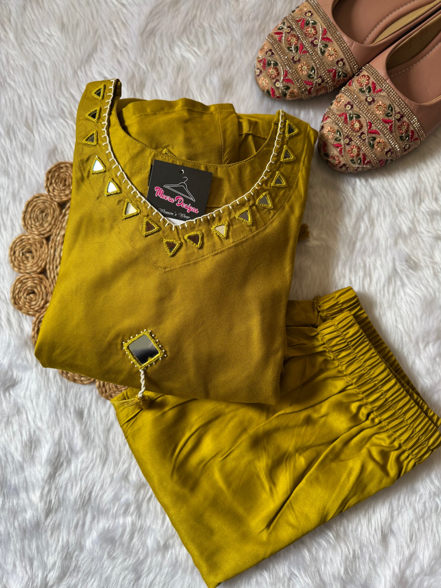 MD-155 Pure gaji silk 2 pcs article with original mirror work
