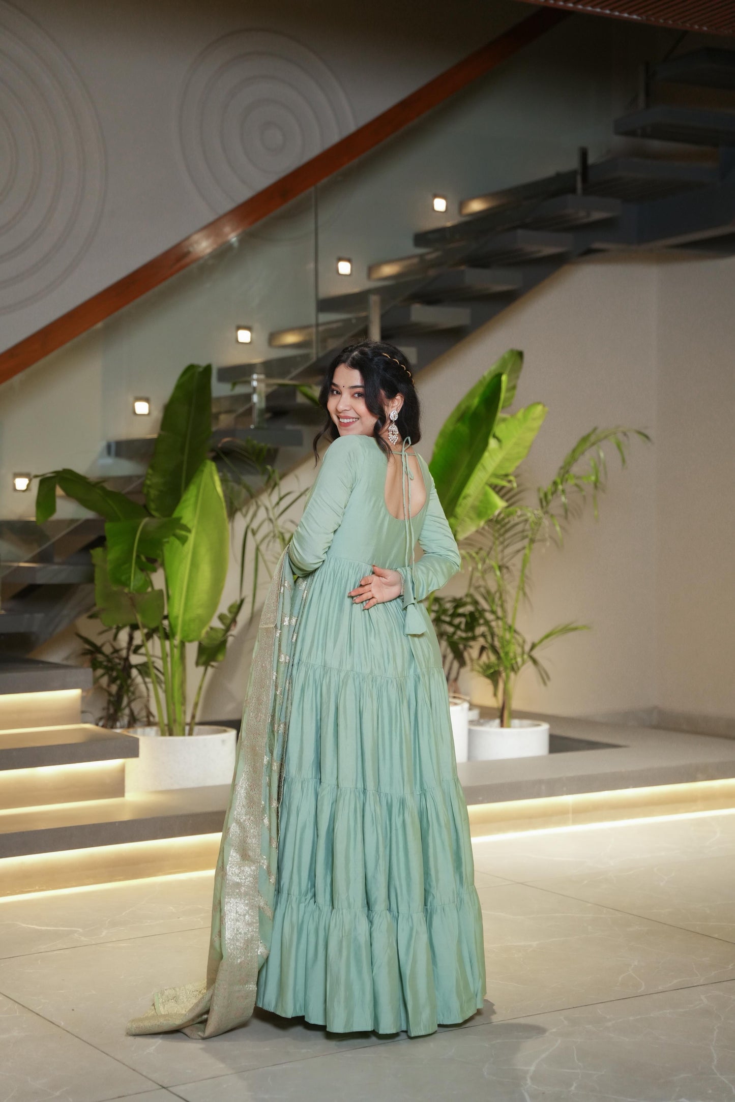 MD-164 PURE ROMANSILK CHANDERI FABRIC FULLY FLAIR ANARKALI,WITH DUPPTA SET,PENT READY TO WEAR