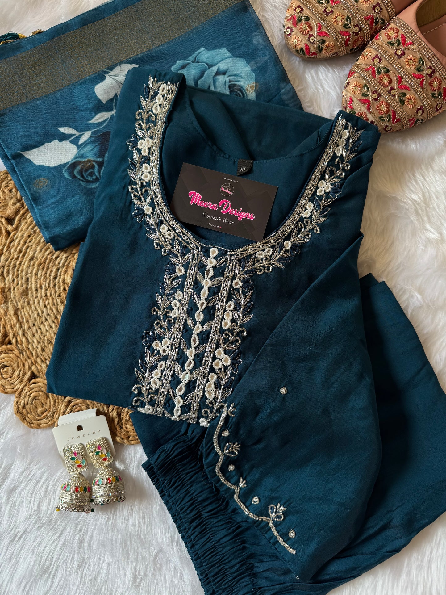 MD-128 premium roman silk with classic hand work