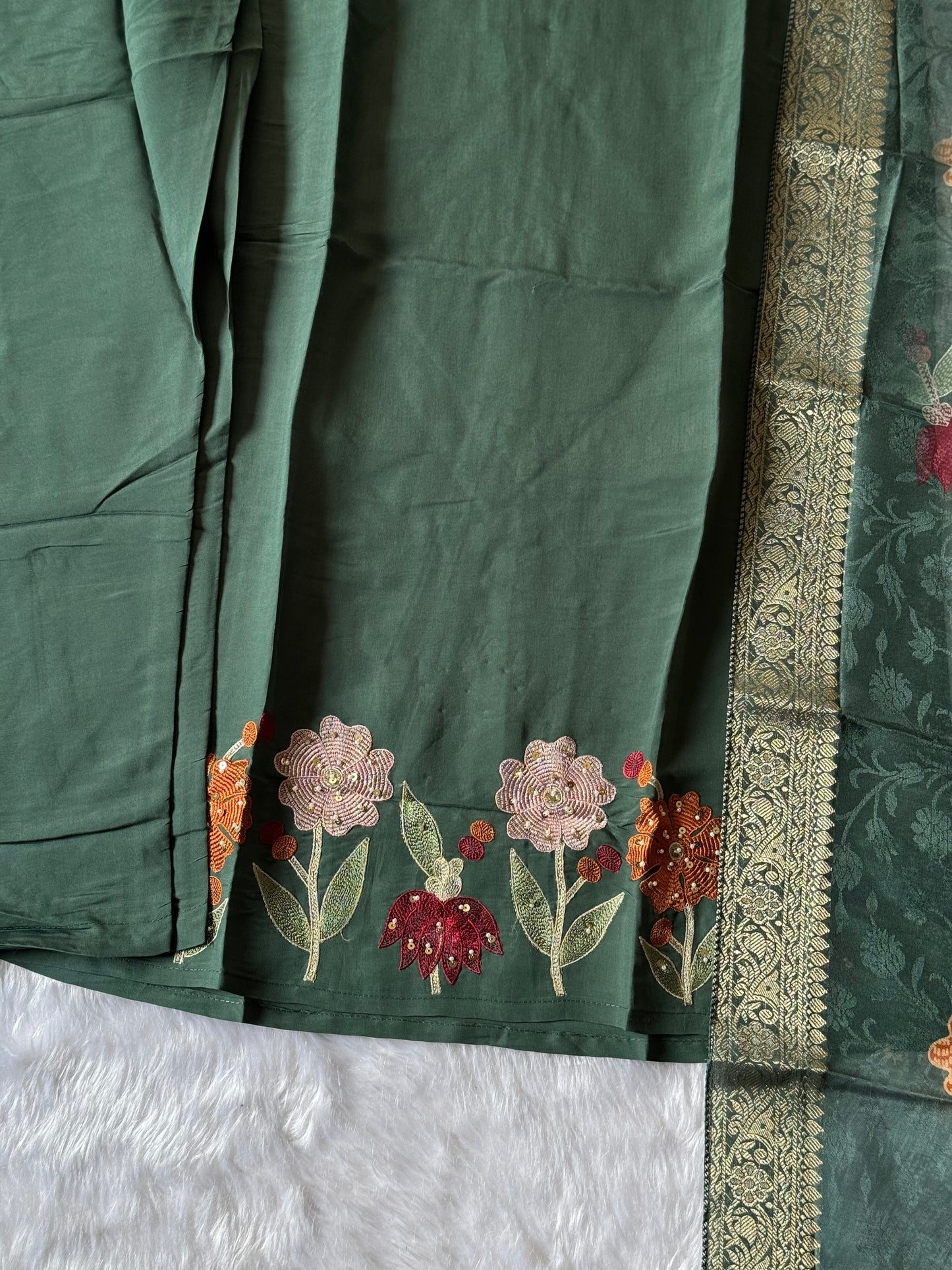 MD-167 design with pretty hend embroidery work and Moti work