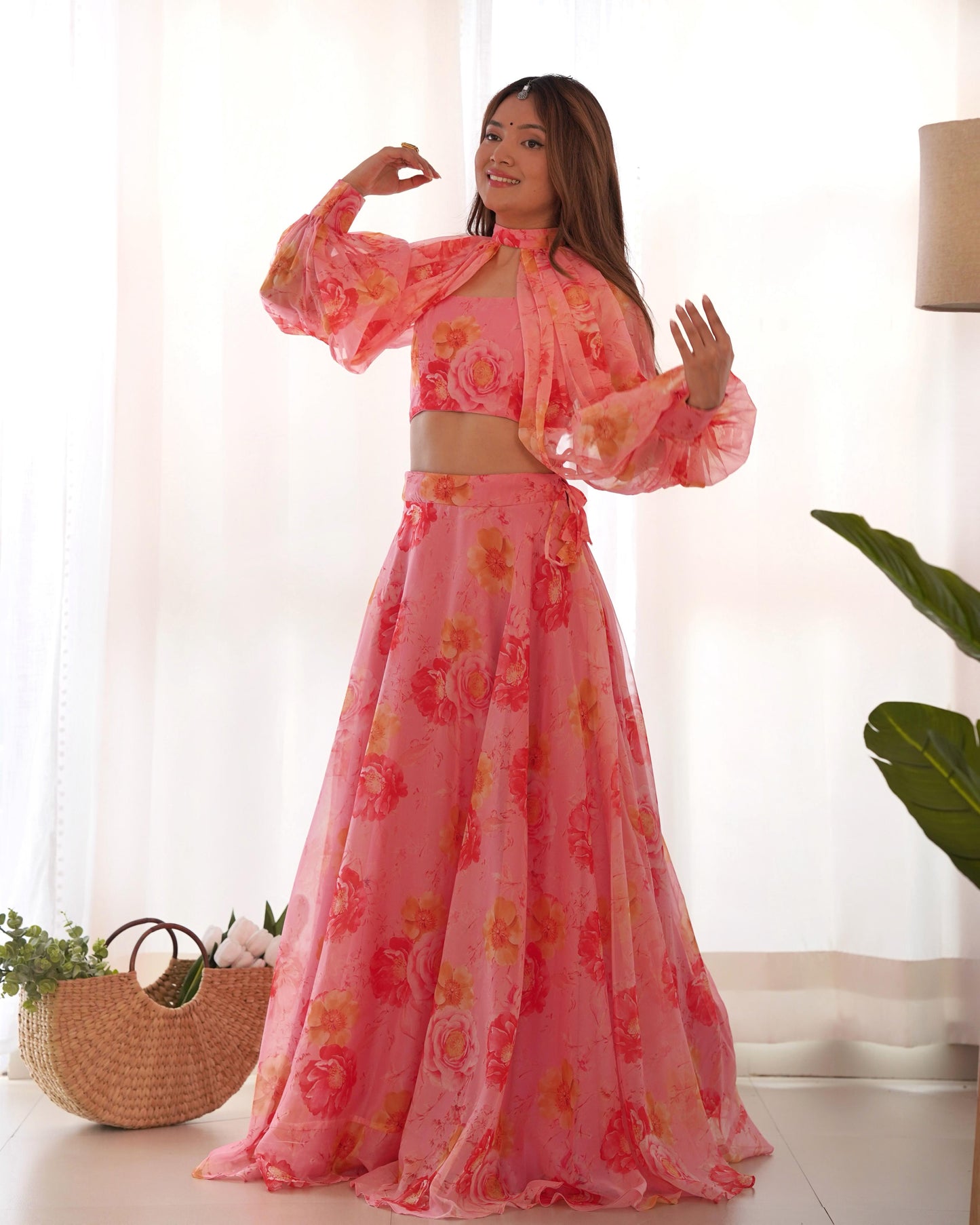 MD-157 Pure super soft tabby organza lehengha choli