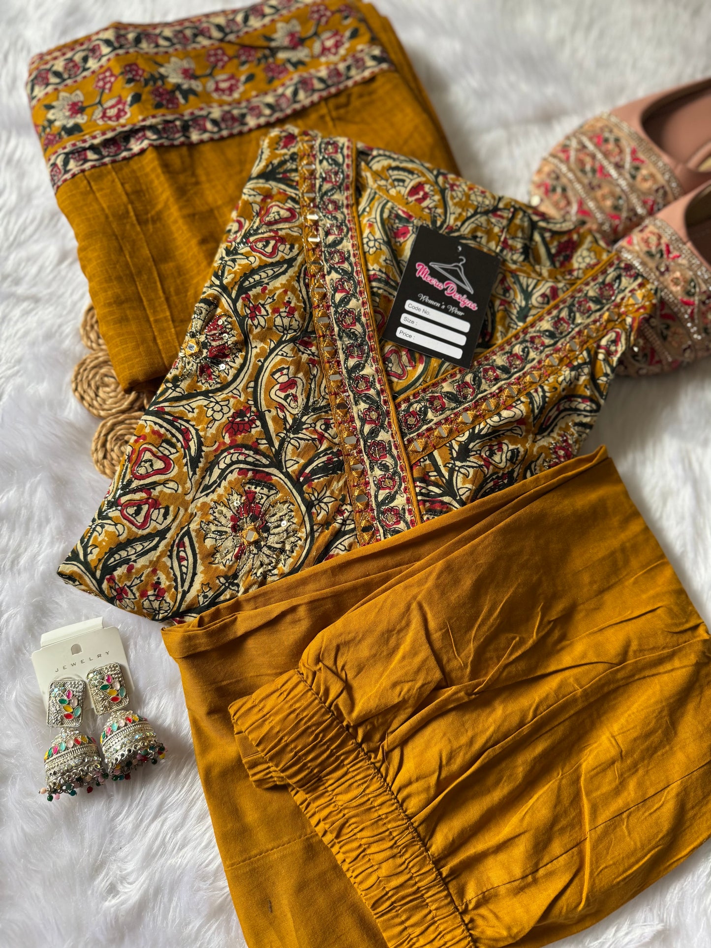 MD-159 pure jaipuri cotton Anarkali with mirror work