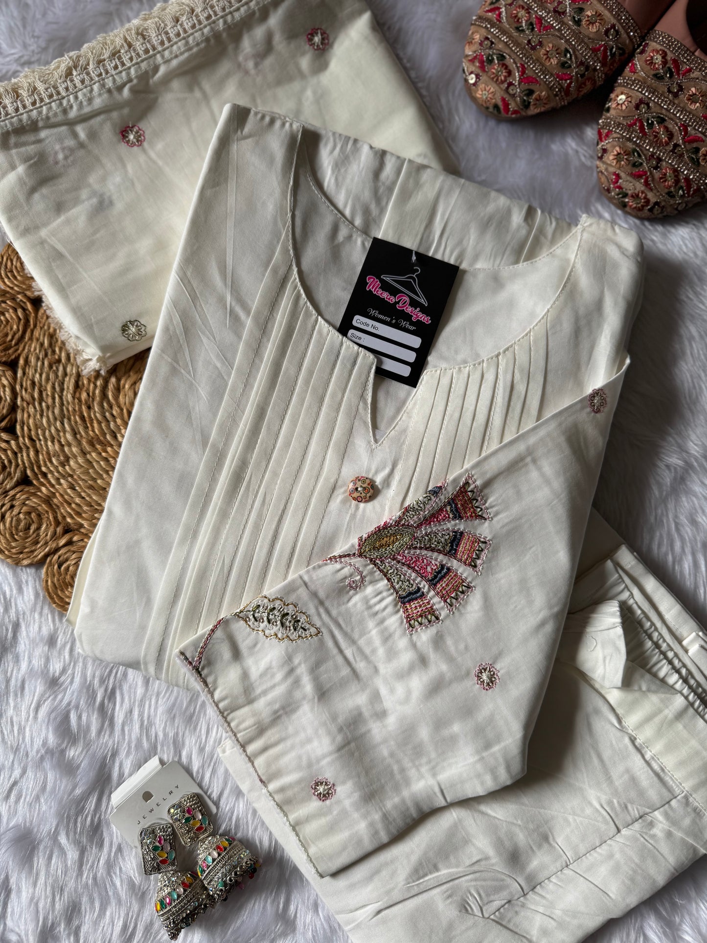 MD-165 Pure natural cotton anarkali with heavy embroidery