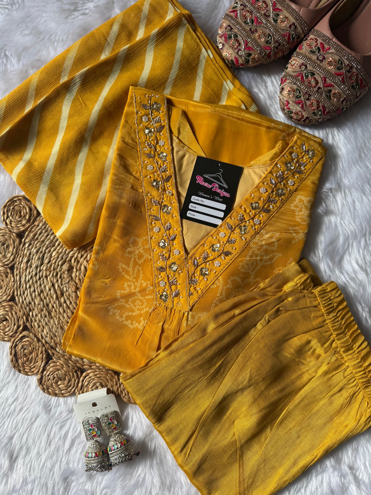 MD-156 pure natural crepe base article with hand work and super soft dupatta