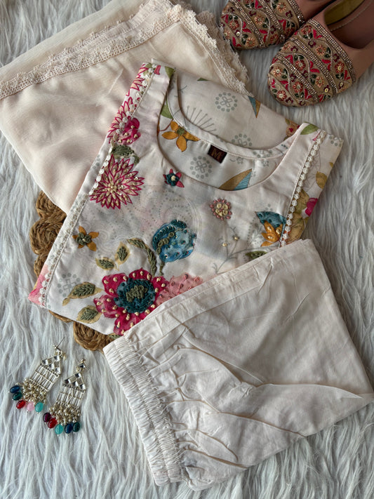 MD-224 Embrace a serene aesthetic with this stunning seafoam ethnic set. This outfit perfectly balances traditional craftsmanship with a modern, airy feel, making it an ideal choice for brunch dates, festive gatherings, or a sophisticated day at the