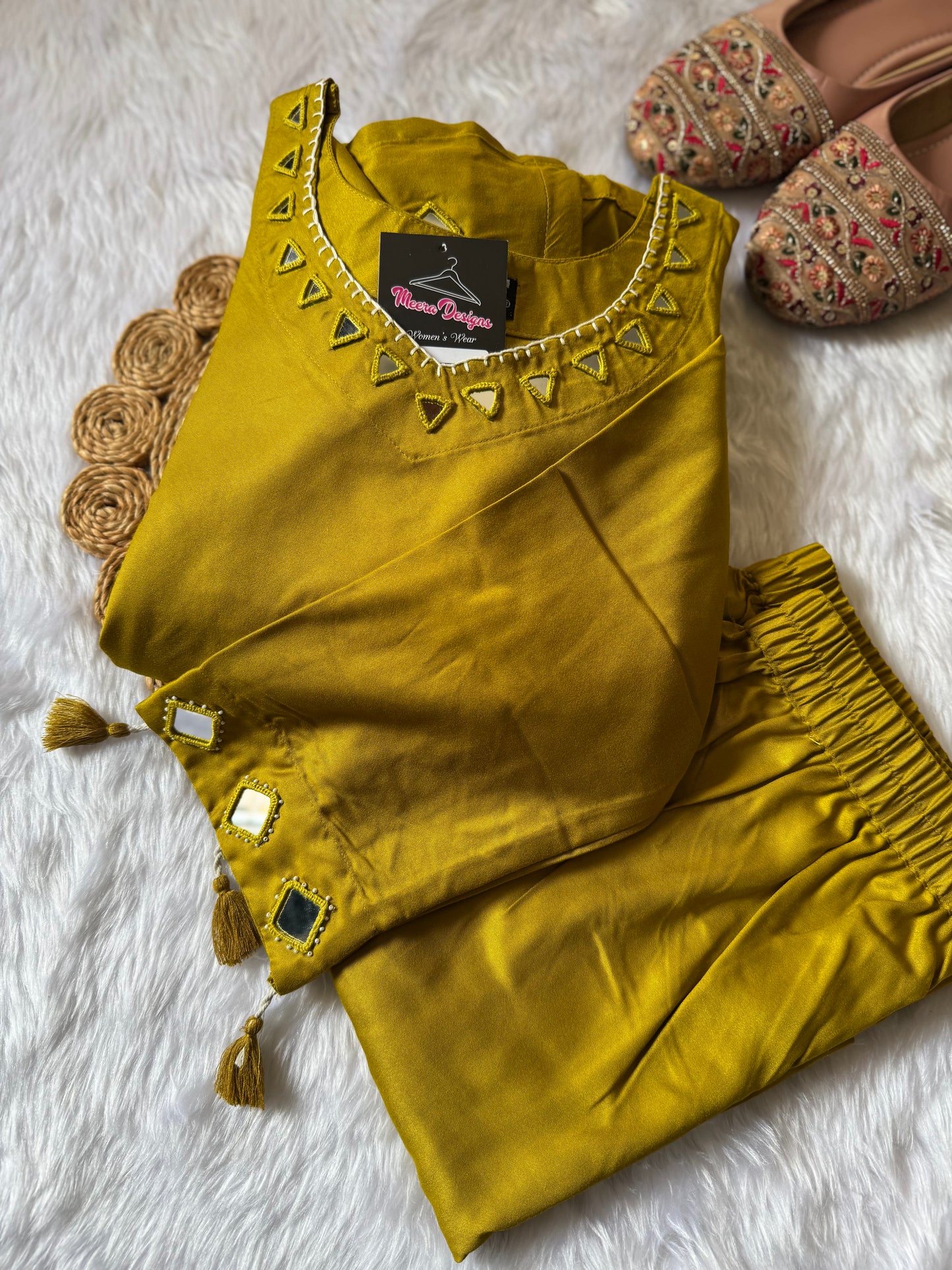 MD-155 Pure gaji silk 2 pcs article with original mirror work