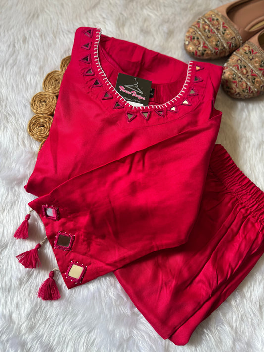 MD-155 Pure gaji silk 2 pcs article with original mirror work