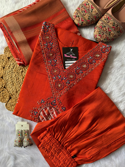 MD-147 Super hit design in rust orange colour