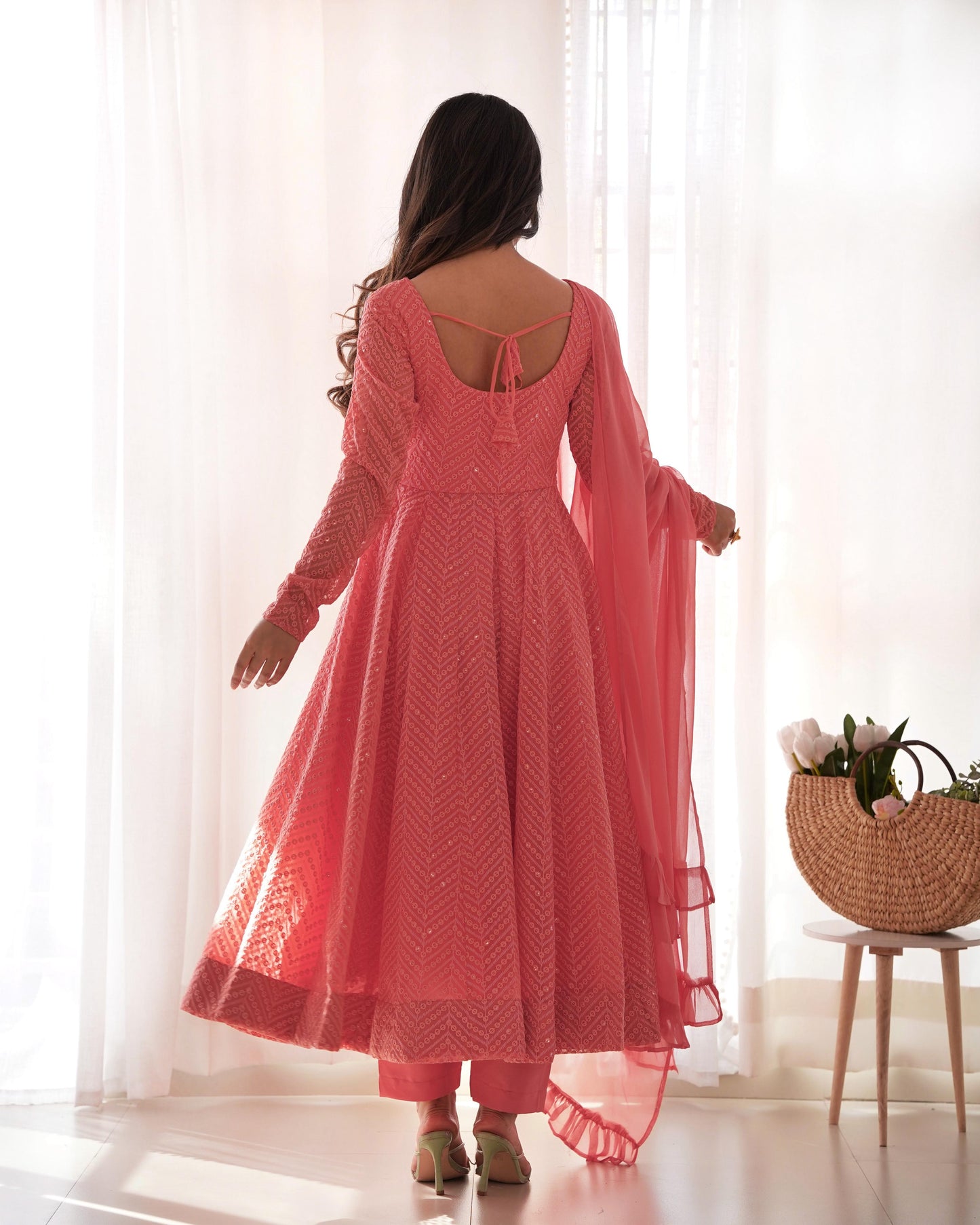 MD-163 FULLY FLAIR KALI PATTERN AND CANVAS PATTA WITH DUPPTA SET,PENT READY TO WEAR