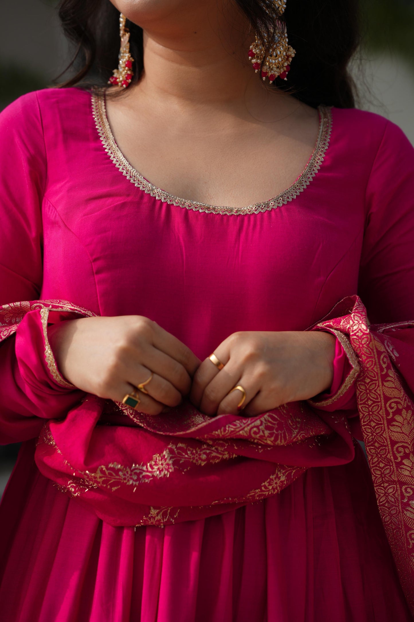 MD-164 PURE ROMANSILK CHANDERI FABRIC FULLY FLAIR ANARKALI,WITH DUPPTA SET,PENT READY TO WEAR