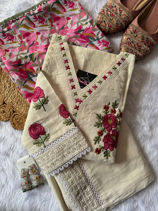 MD-154 Pure khadi cotton design with chikankari work