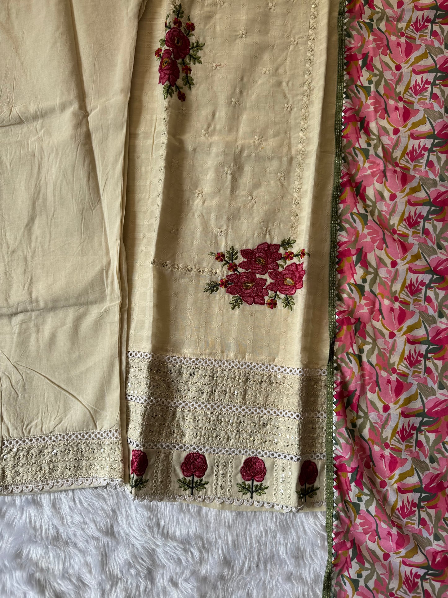 MD-154 Pure khadi cotton design with chikankari work
