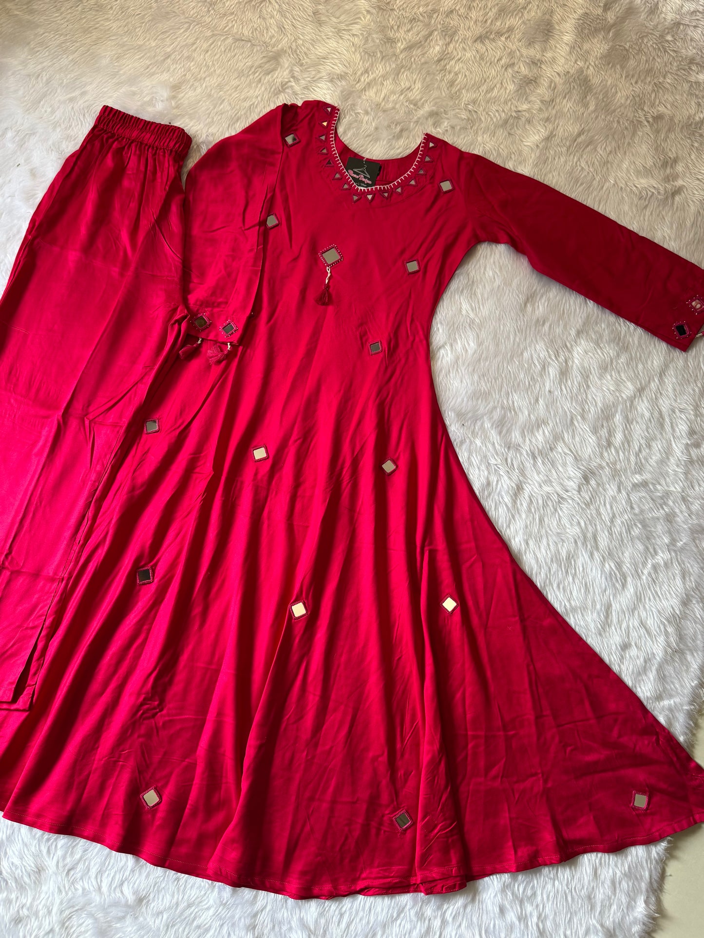 MD-155 Pure gaji silk 2 pcs article with original mirror work
