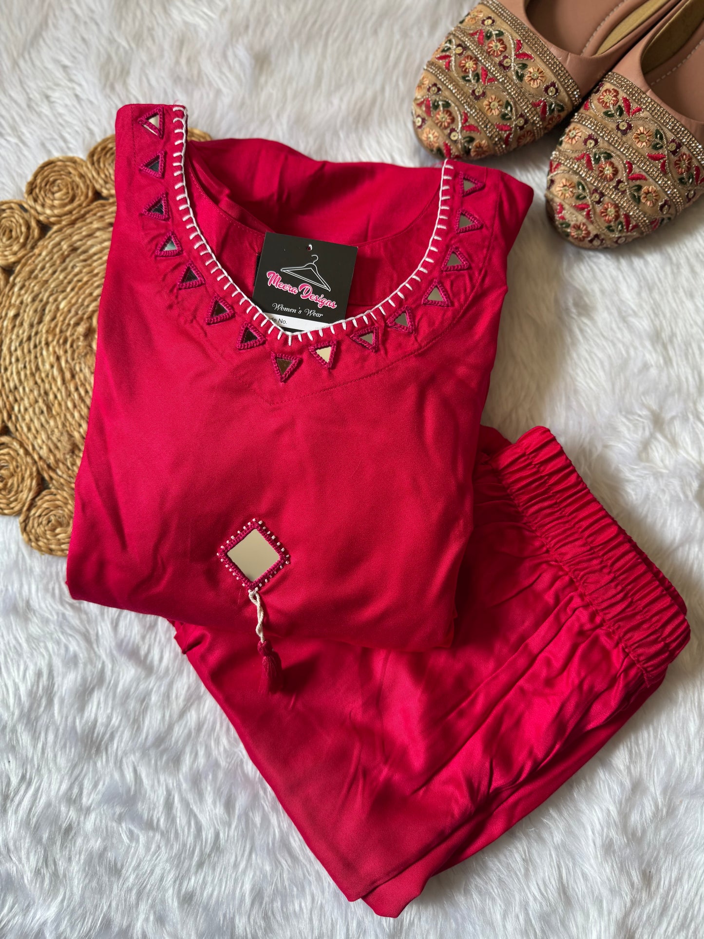 MD-155 Pure gaji silk 2 pcs article with original mirror work