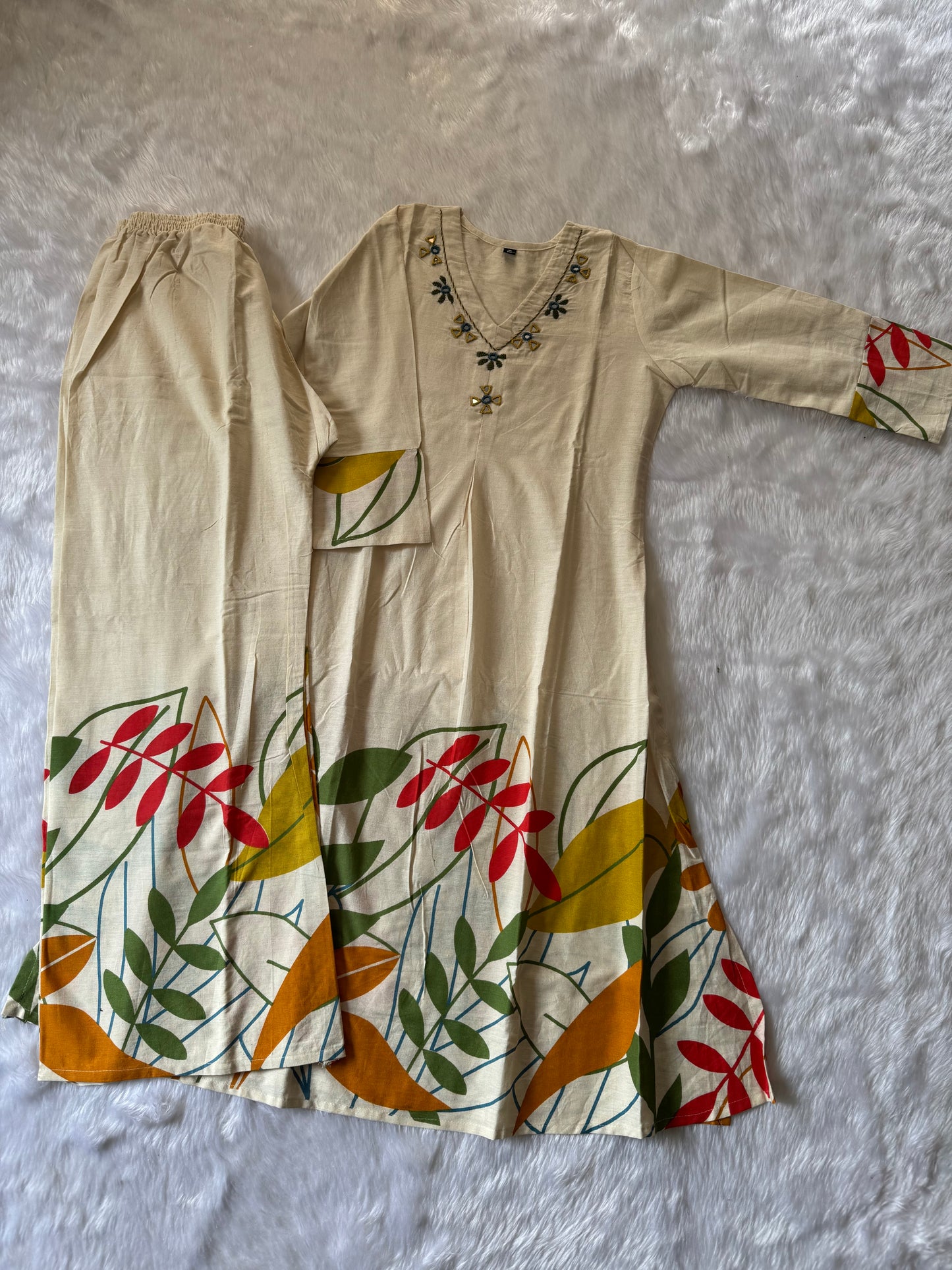 MD-138 pure khadi cotton 2 Pieces set design