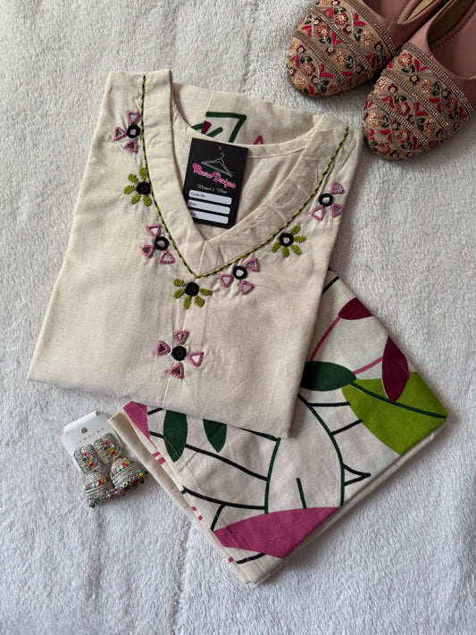 MD-138 pure khadi cotton 2 Pieces set design