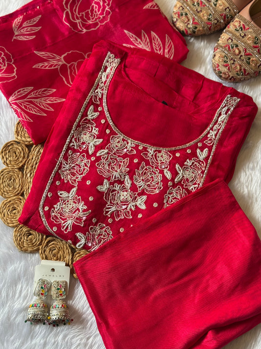 MD-108 pure natural crepe base article with super soft dupatta