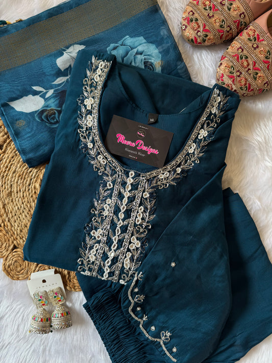 MD-128 premium roman silk with classic hand work