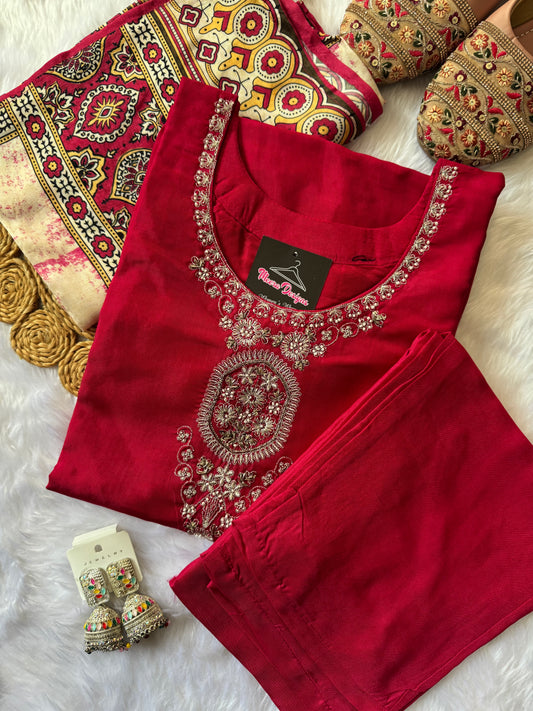 MD-148 pure maslin silk article with hend work