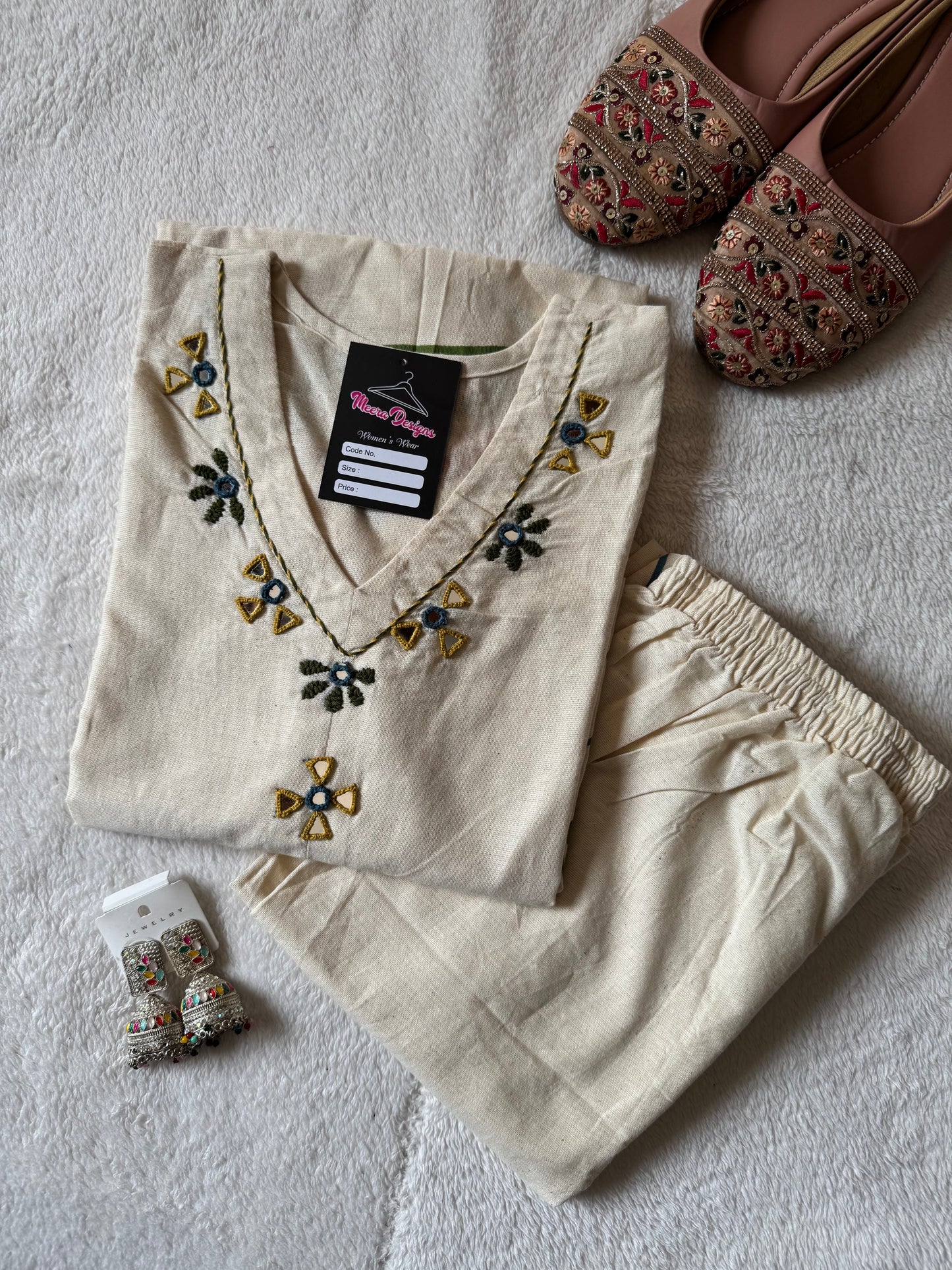 MD-138 pure khadi cotton 2 Pieces set design