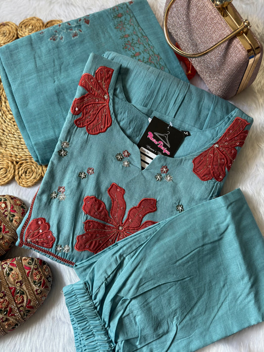 MD-124 pure Jaipuri cotton with thread work and moto work