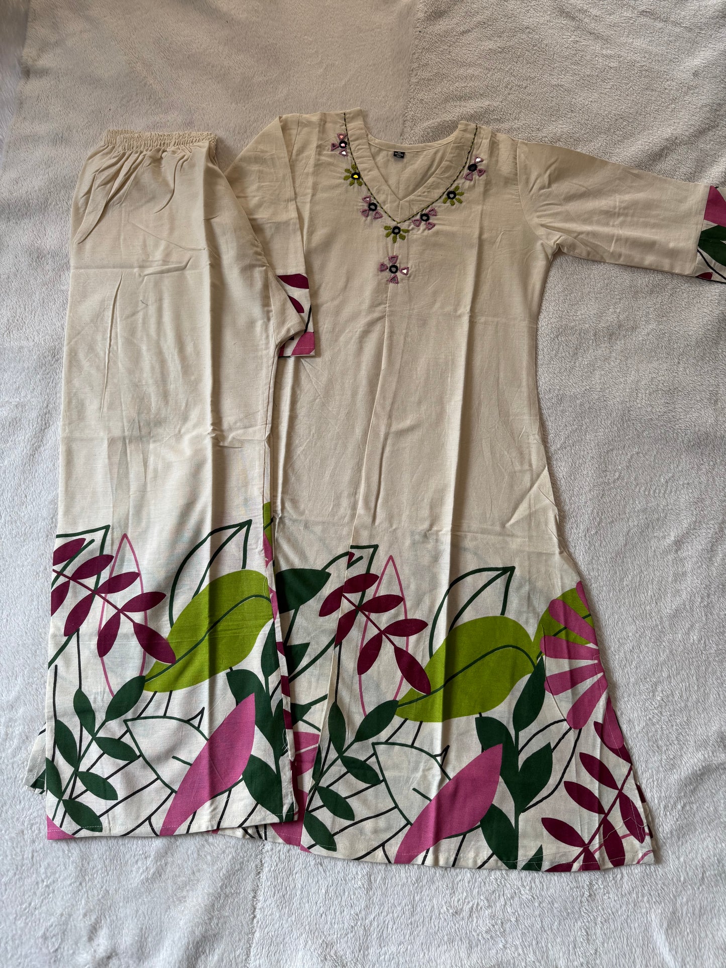 MD-138 pure khadi cotton 2 Pieces set design