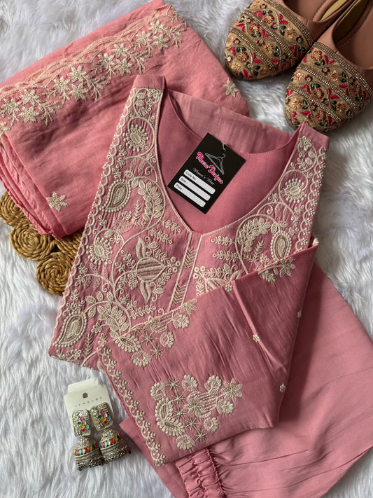 MD-155 Embroidery work article in Romen silk material