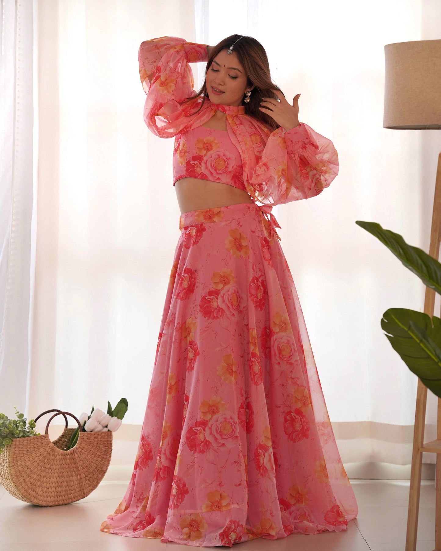 MD-157 Pure super soft tabby organza lehengha choli