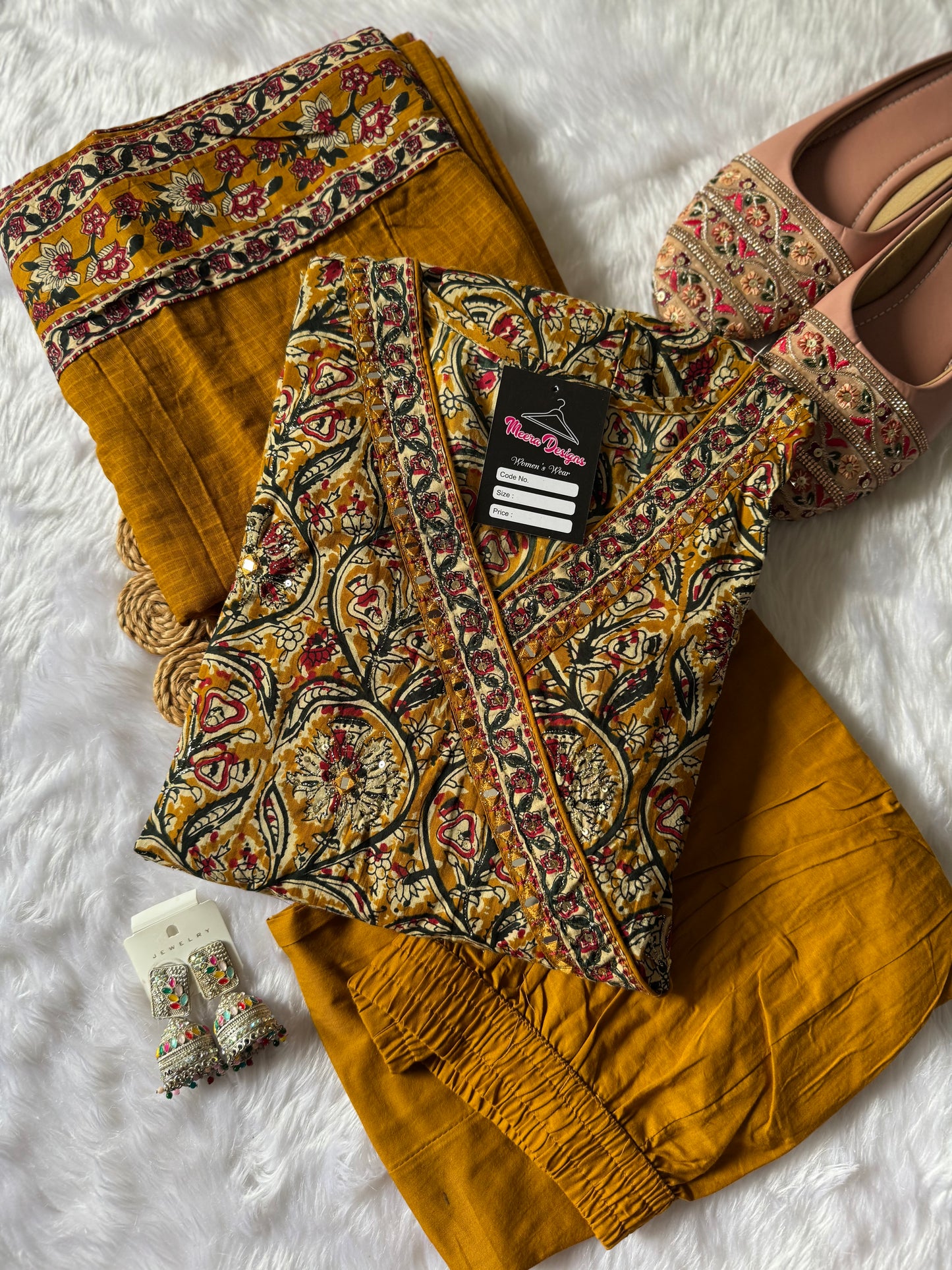 MD-159 pure jaipuri cotton Anarkali with mirror work