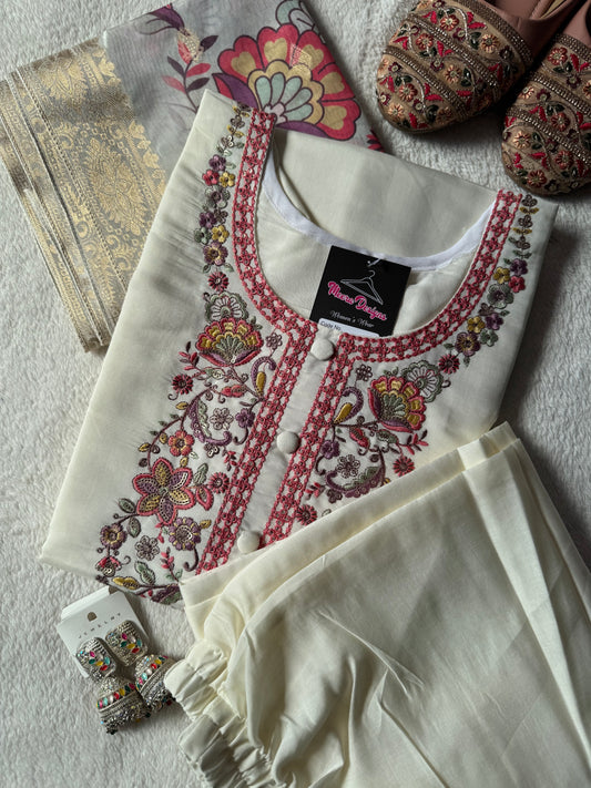 MD-137 Pure roman silk design with heavy hand and machine work