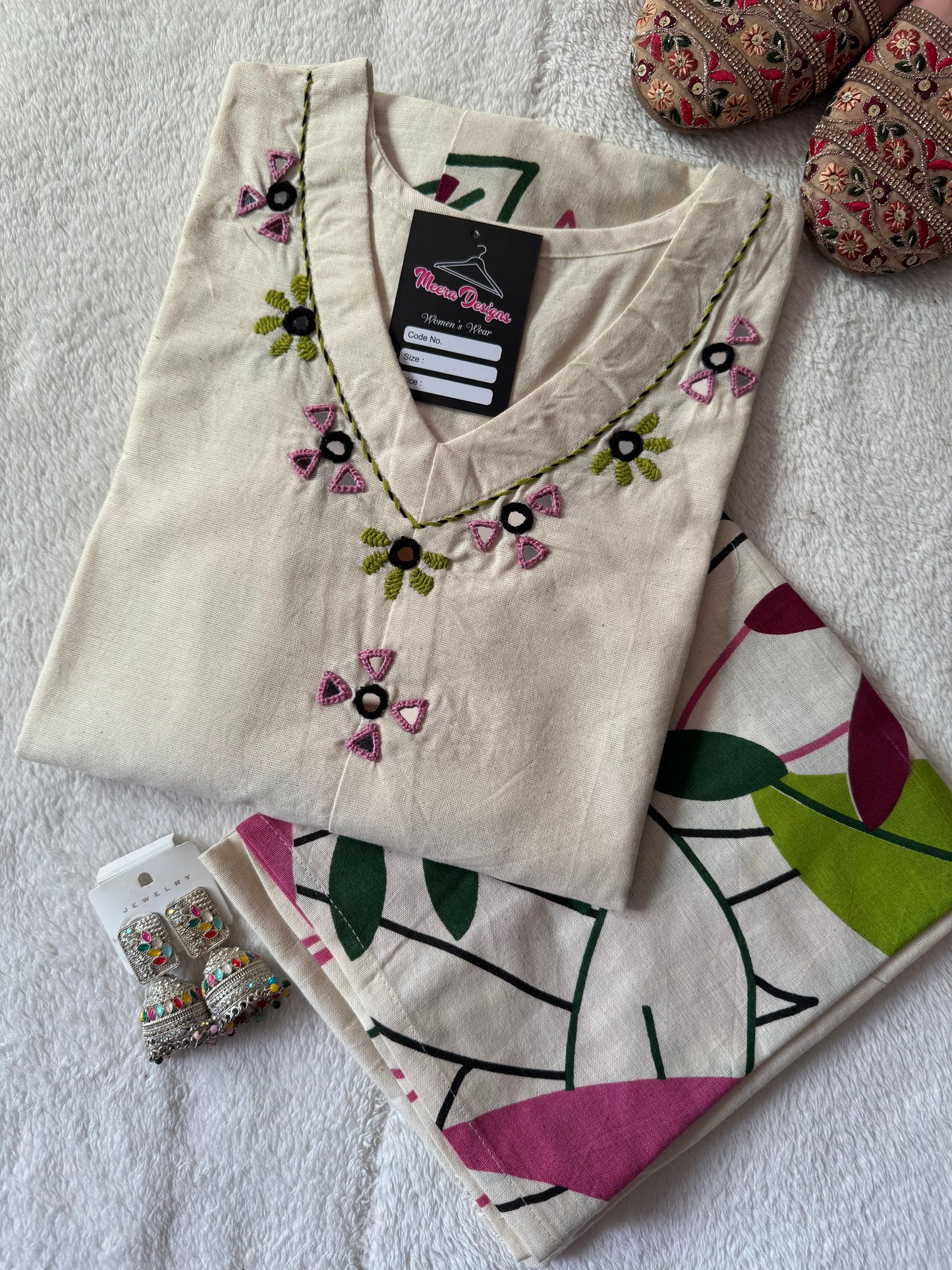 MD-138 pure khadi cotton 2 Pieces set design