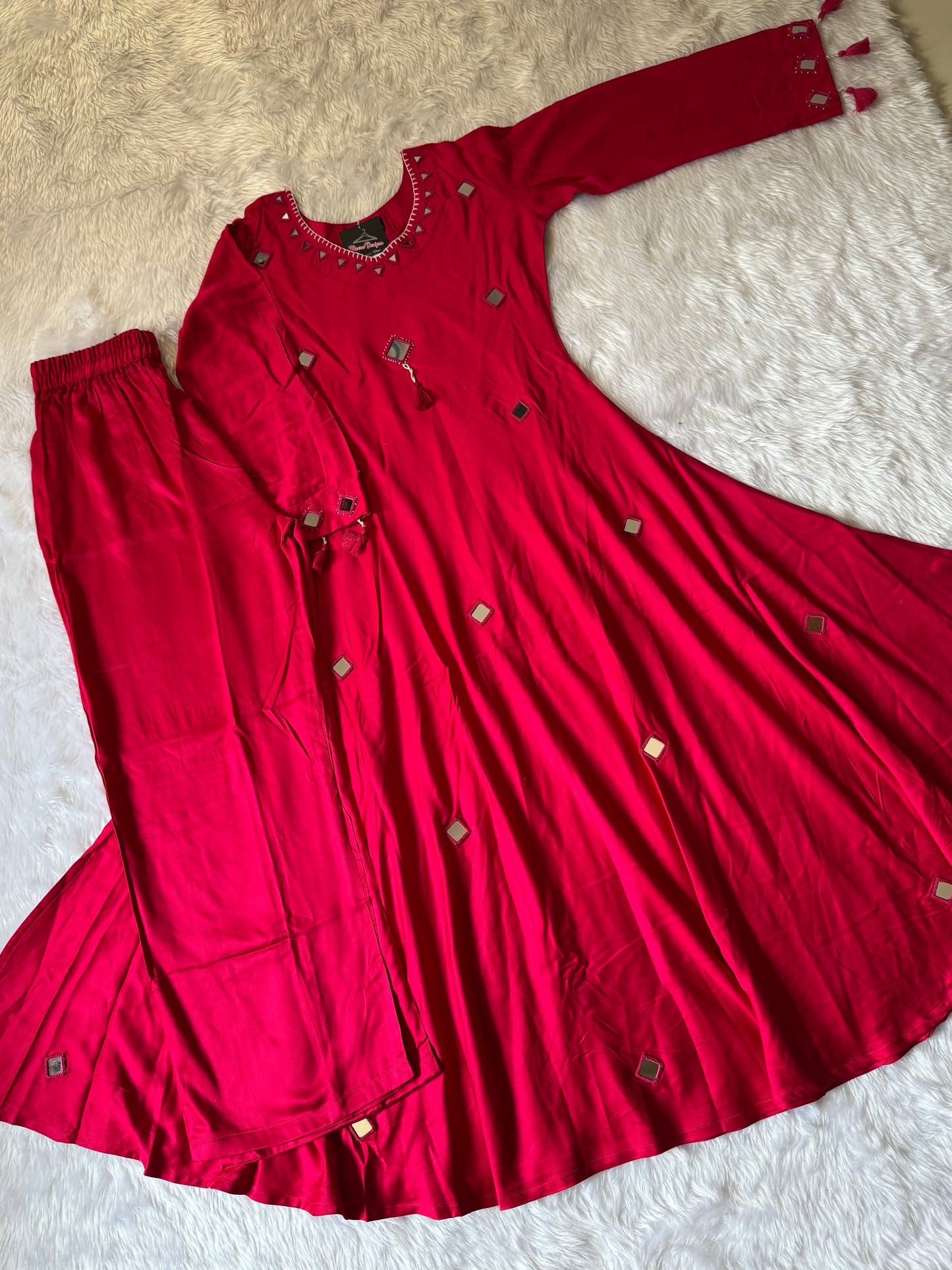 MD-155 Pure gaji silk 2 pcs article with original mirror work