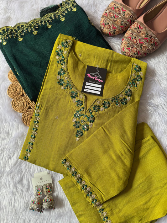 MD-154  Colour contrast article with embroidery thread work