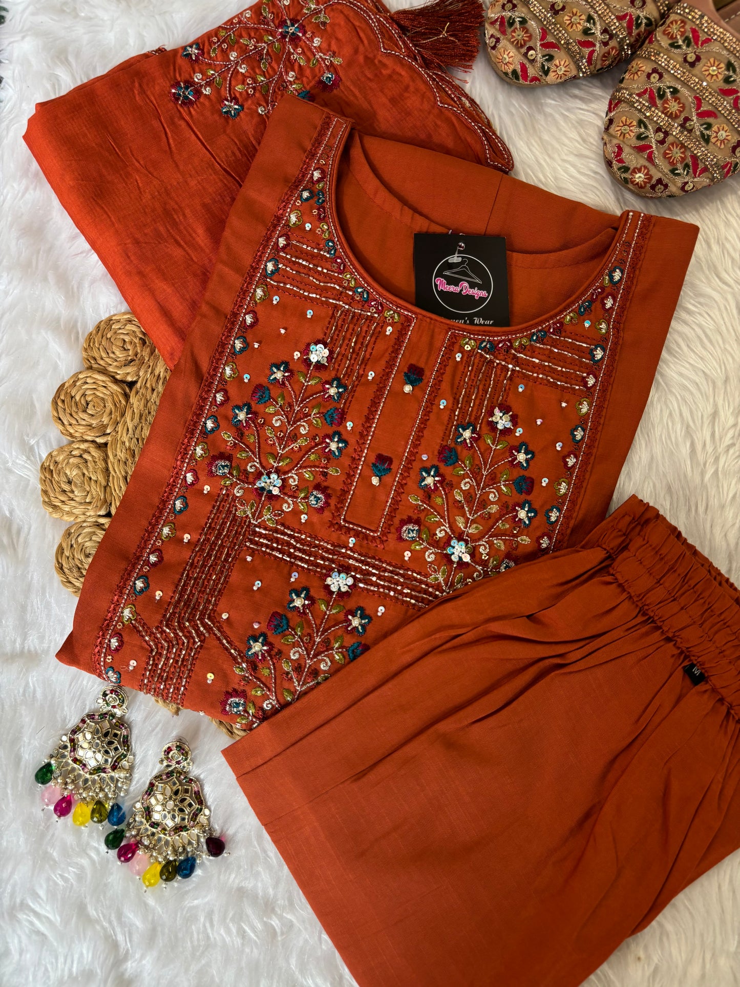 MD-211 hend work new designs in 3 piece MD-209 "Elegance in every detail ✨ This deep purple suit with delicate floral embroidery is a perfect blend of grace and tradition 🌸💜