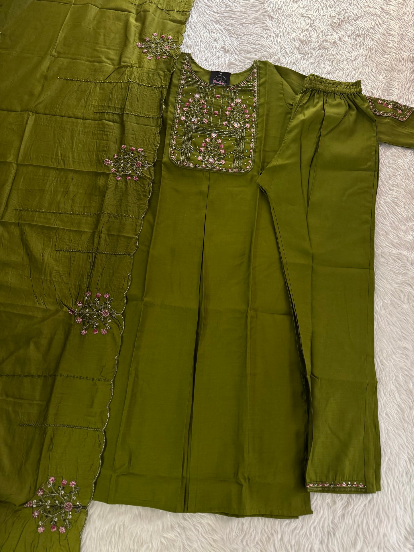 MD-211 hend work new designs in 3 piece MD-209 "Elegance in every detail ✨ This deep purple suit with delicate floral embroidery is a perfect blend of grace and tradition 🌸💜