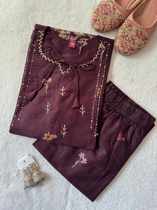 MD-139 reyon flax co-ord set