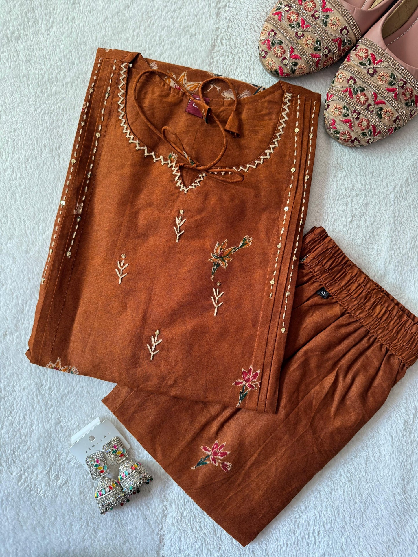 MD-139 reyon flax co-ord set
