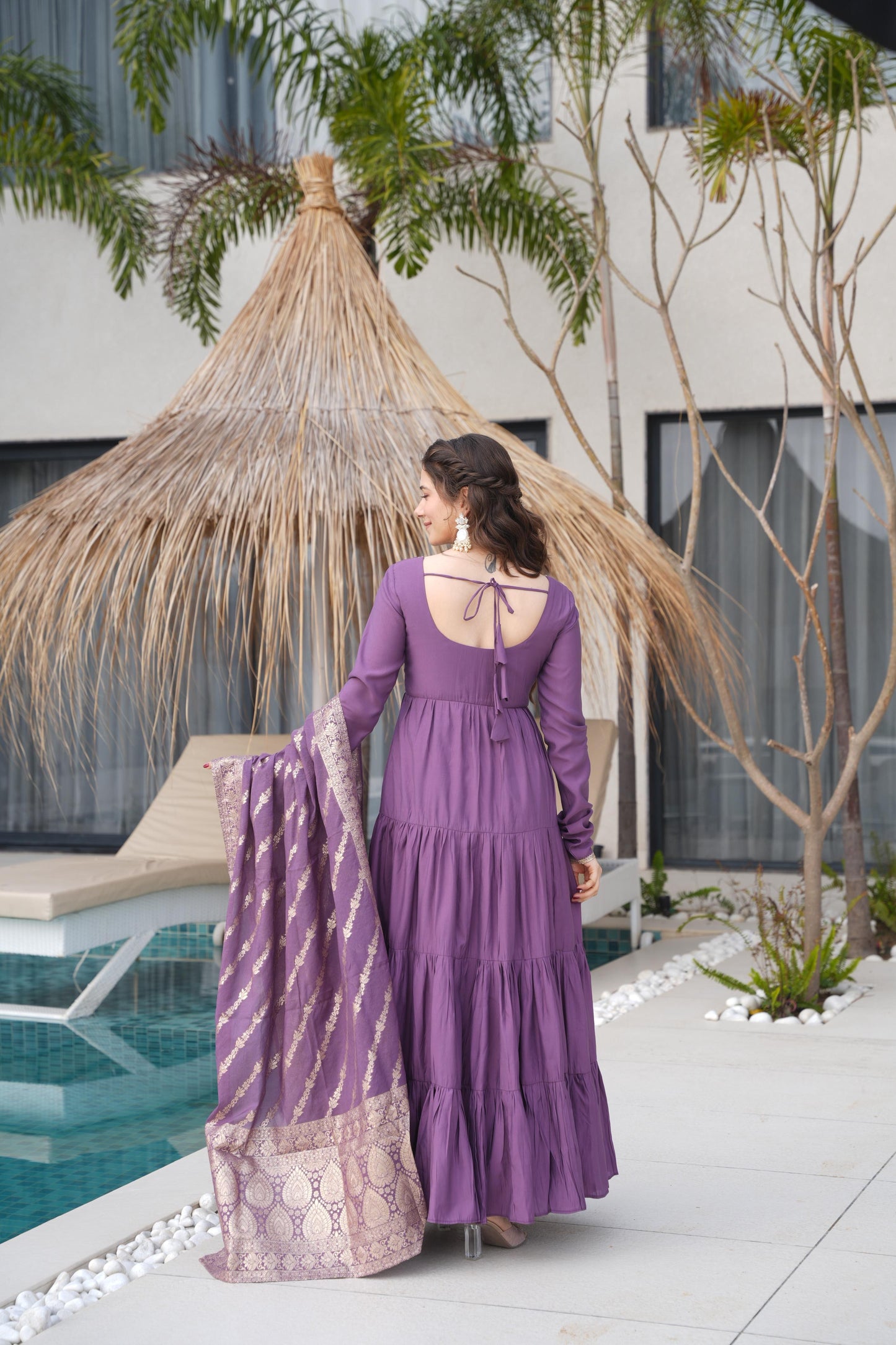 MD-164 PURE ROMANSILK CHANDERI FABRIC FULLY FLAIR ANARKALI,WITH DUPPTA SET,PENT READY TO WEAR