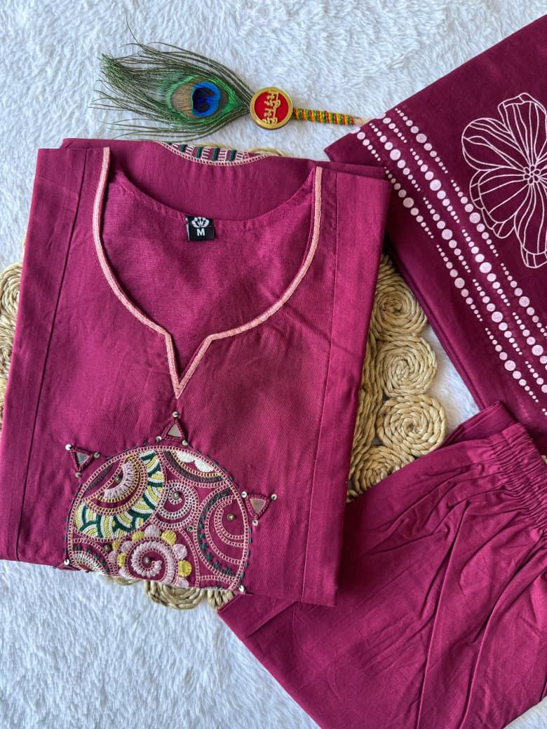 MD-225 This deep magenta/berry set has a wonderful earthy yet vibrant feel. Since you're looking for a title for a cotton outfit, here are several options categorized by the vibe you want to project 💥💜💫